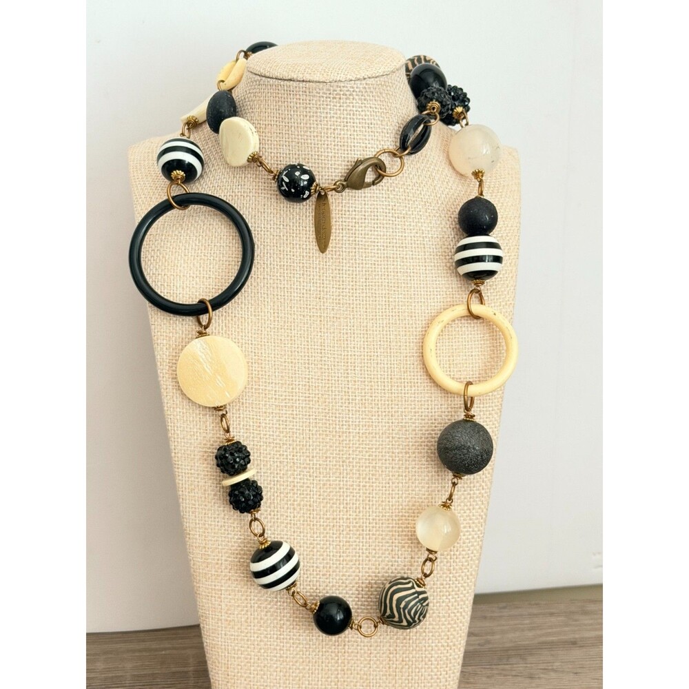 Lenora Dame USA Chunky Black & White Geometric Statement Necklace Stunning